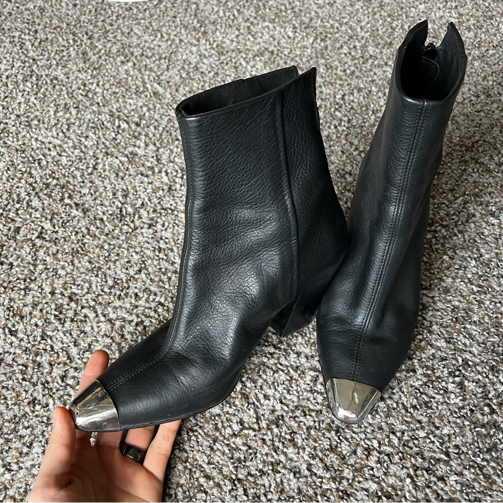 Free People Silver Capped Leather Boots
